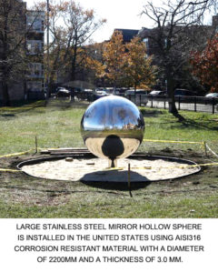 Large stainless steel mirror hollow sphere