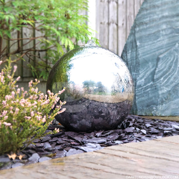 Garden Decorated Stainless Steel Sphere water feature