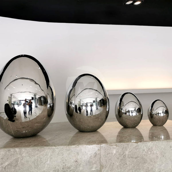 Stainless steel egg shaped sculpture