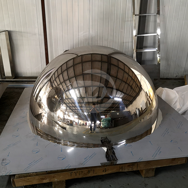 Large metal polished stainless steel hemisphere