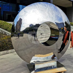 Public art installation Stainless steel ring sculpture