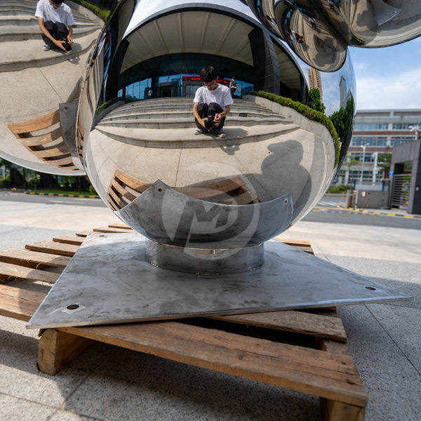 Stainless steel polished metal sphere sculpture