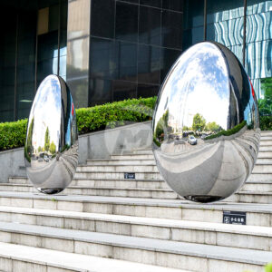 Stainless steel ellipse Egg shape sculpture