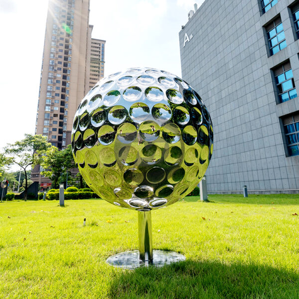 Stainless steel golf sphere sculpture