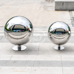 Polished mirror stainless steel hollow sphere with base