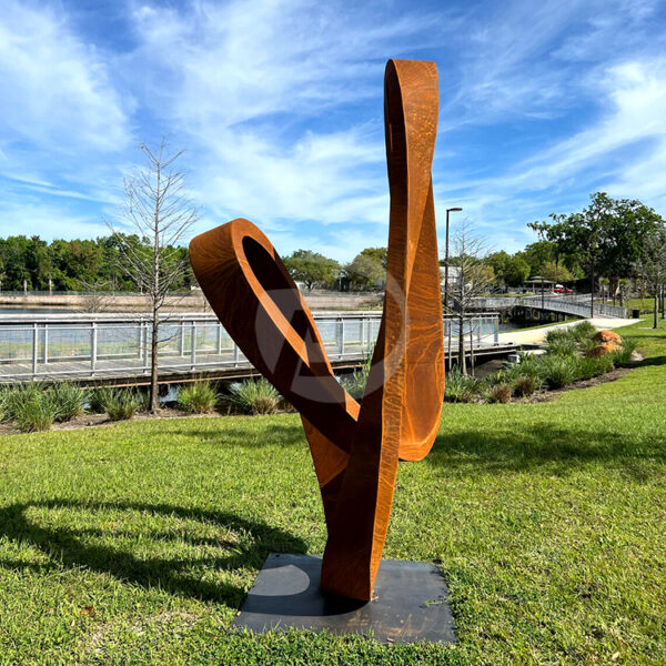 Corten Steel Sculpture, rustic, yard art, pool art lawn sculpture