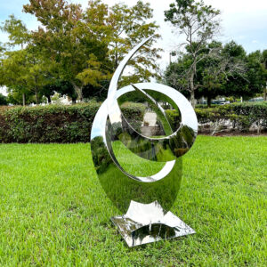 Large Garden Statue, High Polished Stainless Steel Sculpture, Contemporary Lawn Art